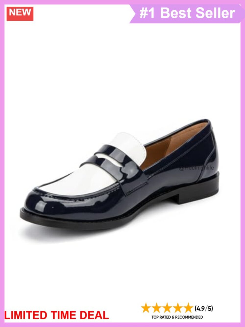 Faux Leather Block Heel Round Toe Slip-On Loafers Business Casual Office Shoes